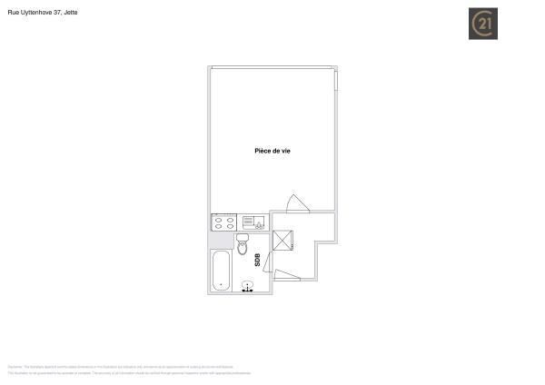 Appartement te  koop in Jette 1090 112000.00€  slaapkamers 35.00m² - Zoekertje 1418894
