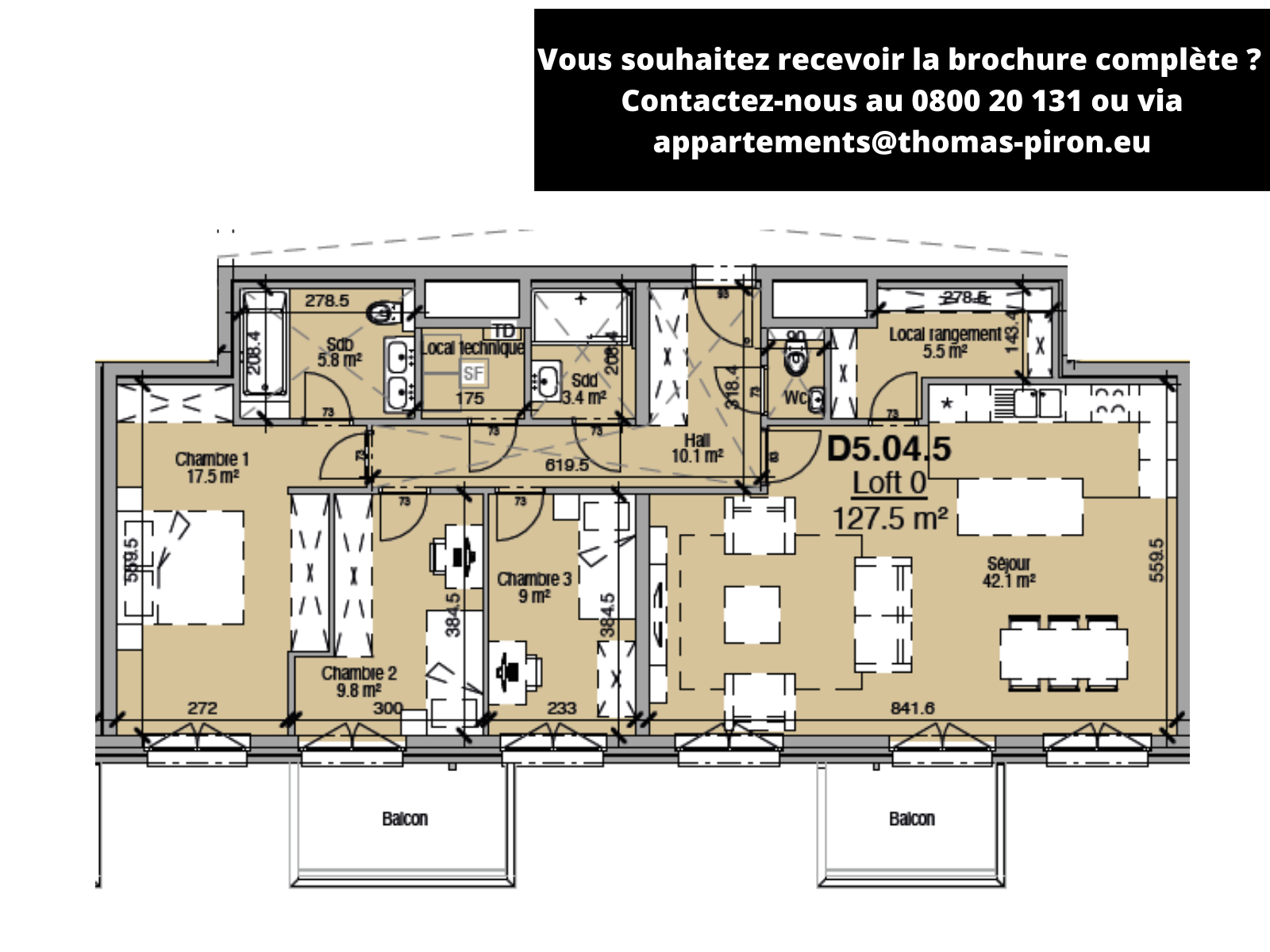 Loft à vendre à Liège 4000 370000.00€ 3 chambres 128.00m² - annonce 494373