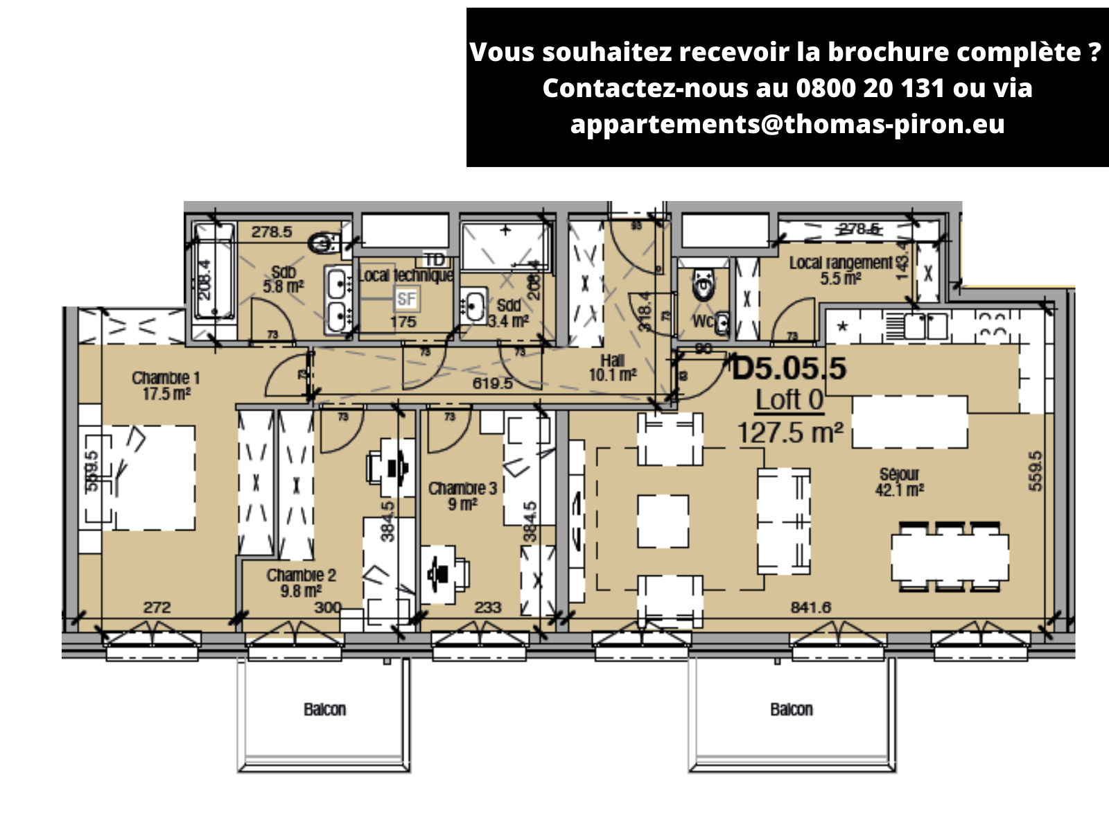 Loft à vendre à Liège 4000 380000.00€ 3 chambres 128.00m² - annonce 494372
