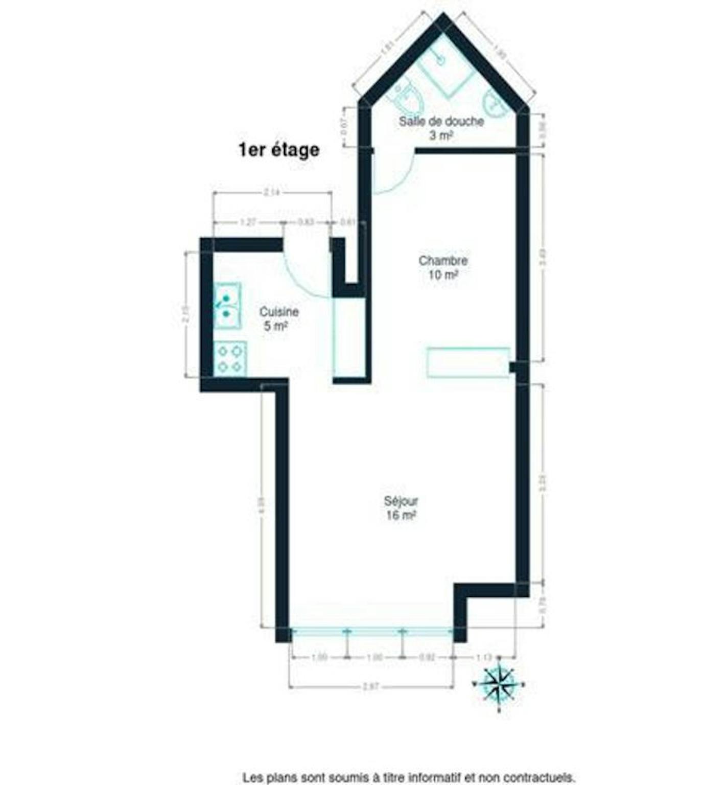Appartement te  huur in Etterbeek 1040 940.00€ 0 slaapkamers 40.00m² - Zoekertje 595296