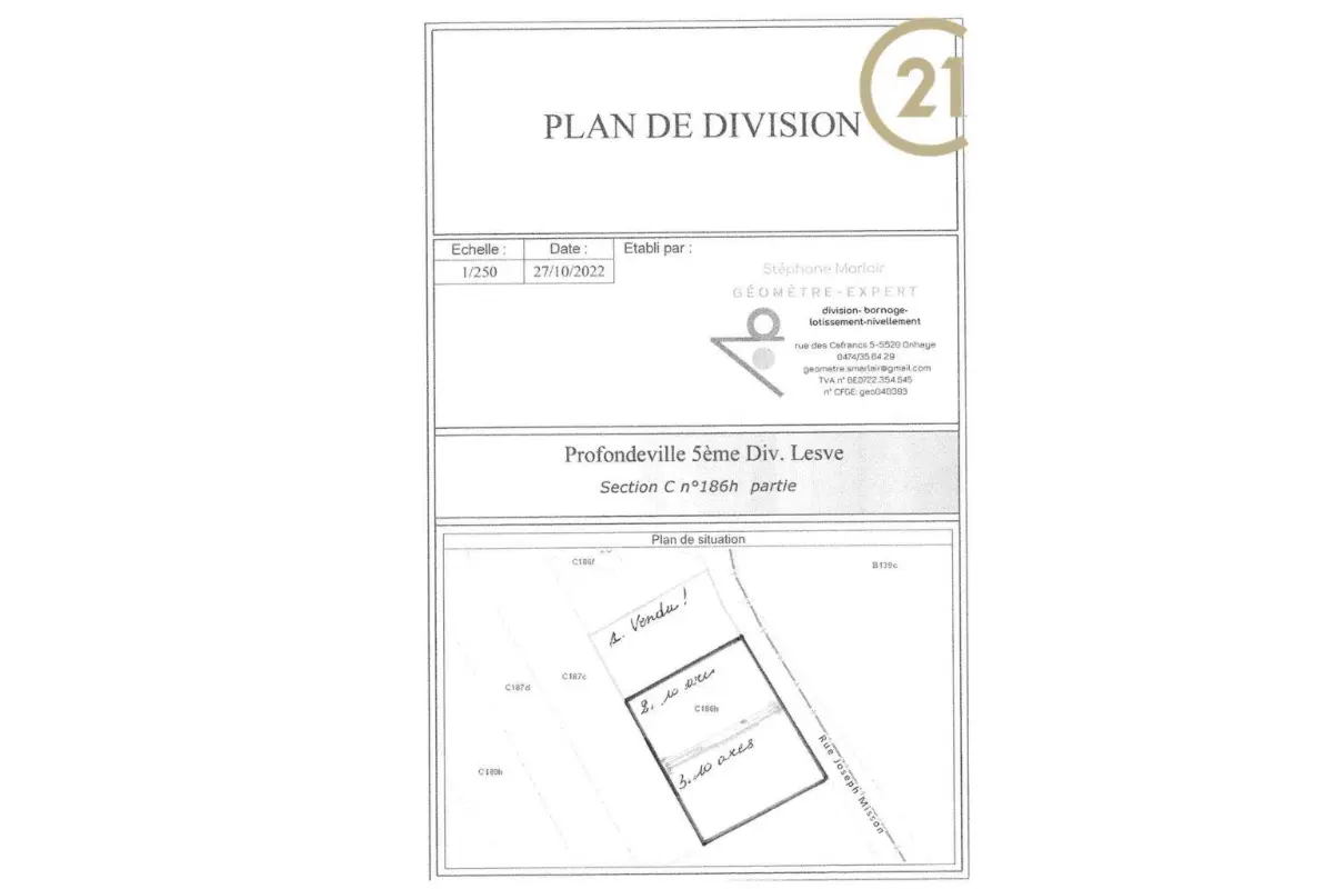 Terrain à vendre à Lesve 5170 130000.00€  chambres m² - annonce 658987