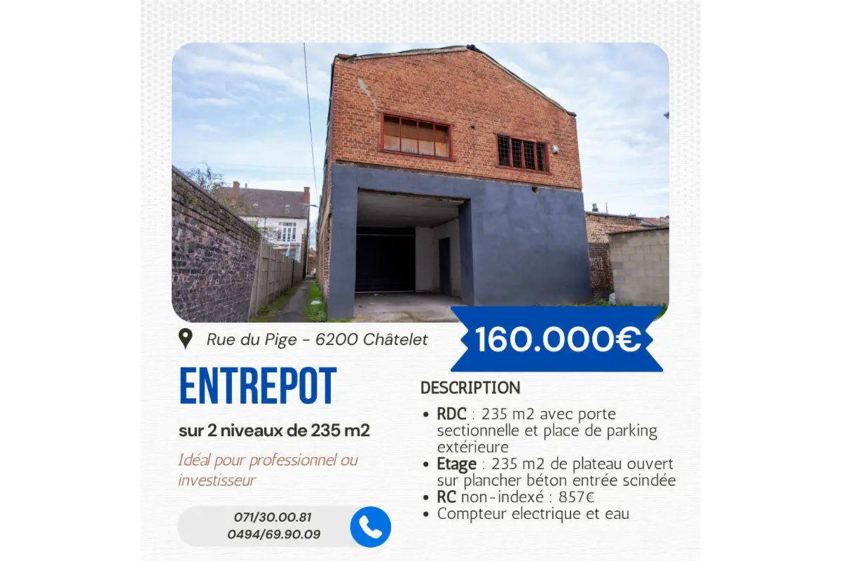Autre à vendre à Châtelet 6200 160000.00€ 0 chambres 257.00m² - annonce 698875