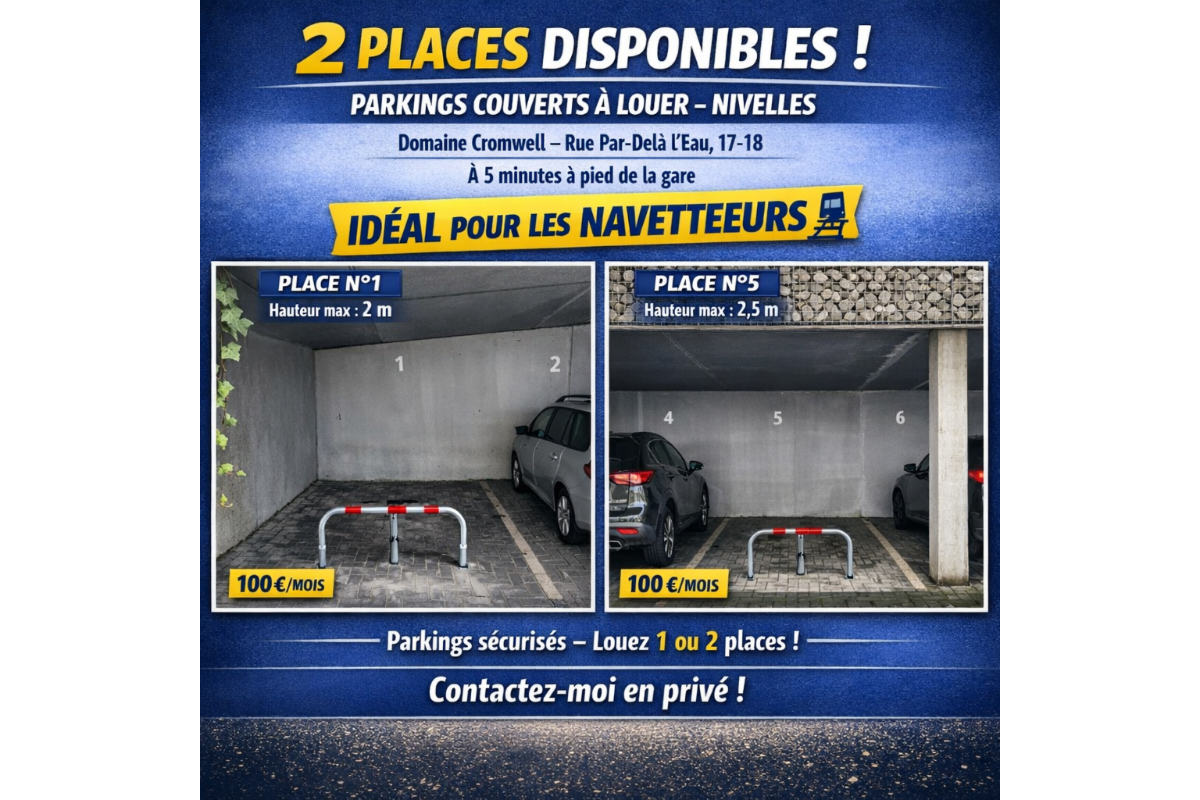 Parking / garage à louer à Nivelles 1400 100.00€  chambres m² - annonce 760141