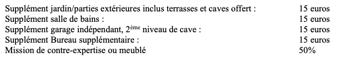 les suppléments possible lors d'un état des lieux